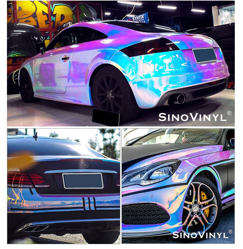 Holographic rainbow chrome auto vinyl wrapping film