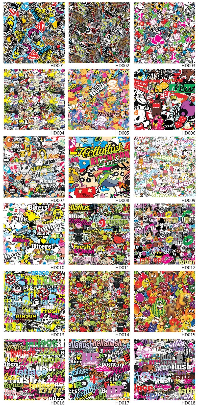 Gloss Matte Pattern Graphic Car Body Vinyl Bomb Sticker