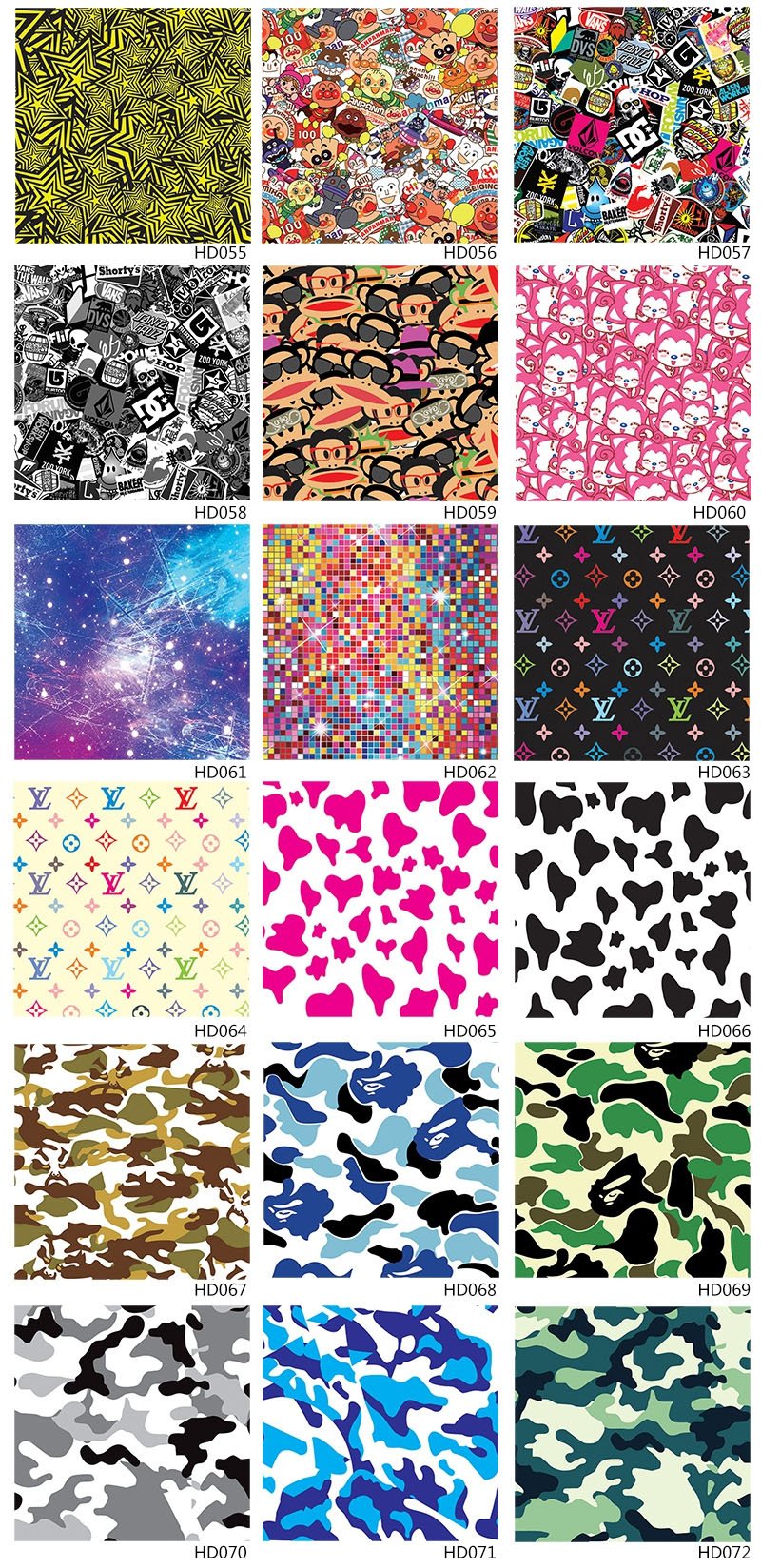 Gloss Matte Pattern Graphic Car Body Vinyl Bomb Sticker