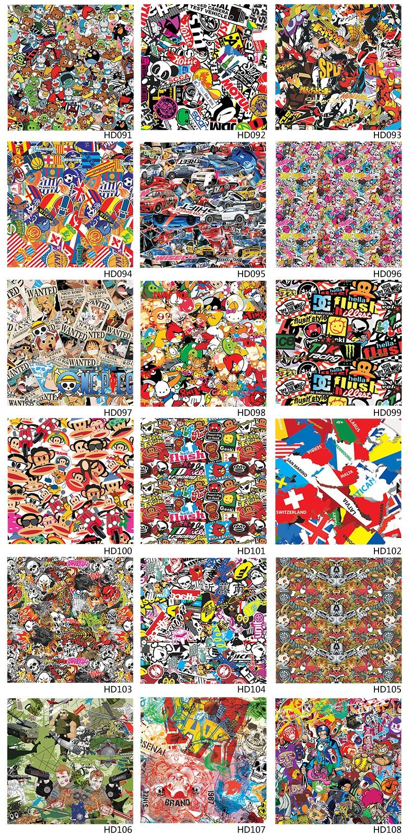 Gloss Matte Pattern Graphic Car Body Vinyl Bomb Sticker