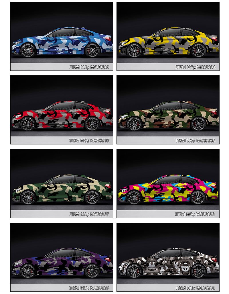 Adesivos de carro de camuflagem coloridos populares Adesivo de carro de vinil envoltório de carro