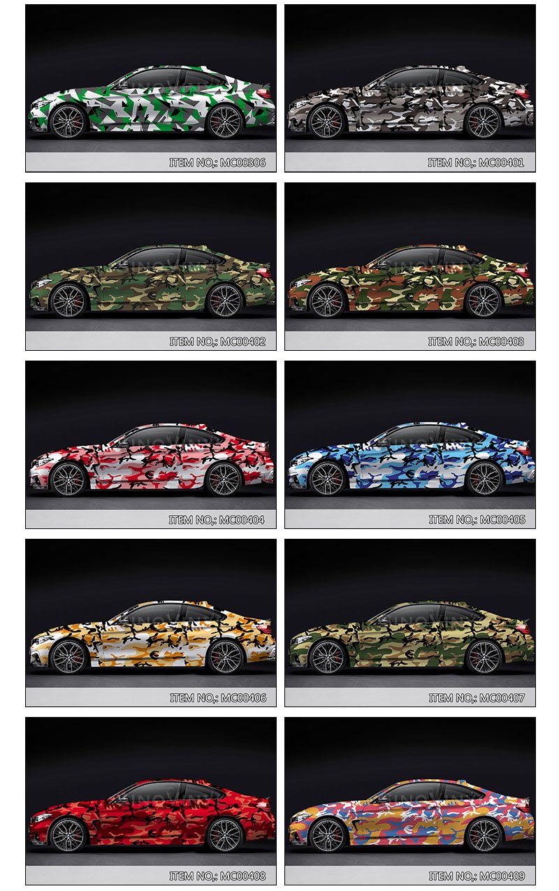 Popular Colorful Camouflage Car Stickers Vinyl Car Wrap Vehicle Body Sticker