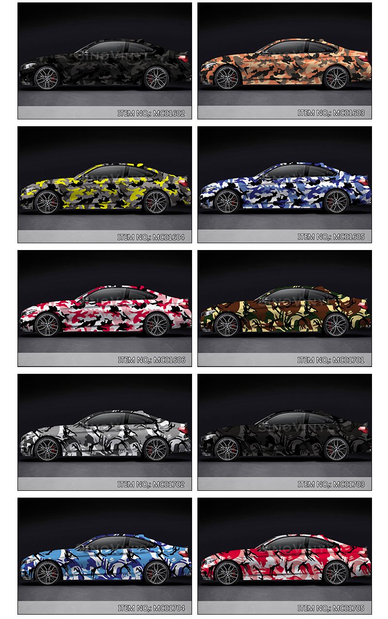 New Type Multiple Colors Printed Camouflage Camo Car Wraps Vinyl Film