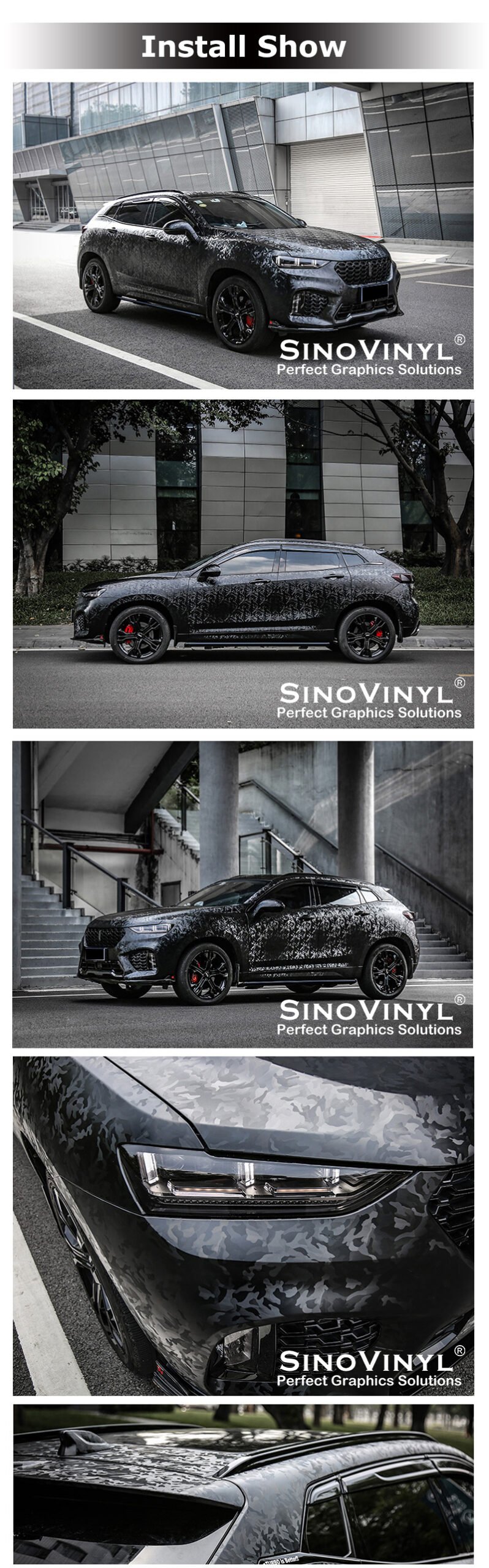 3D Camo Ghost Carbon Black Vinyl Film for Car Wrap