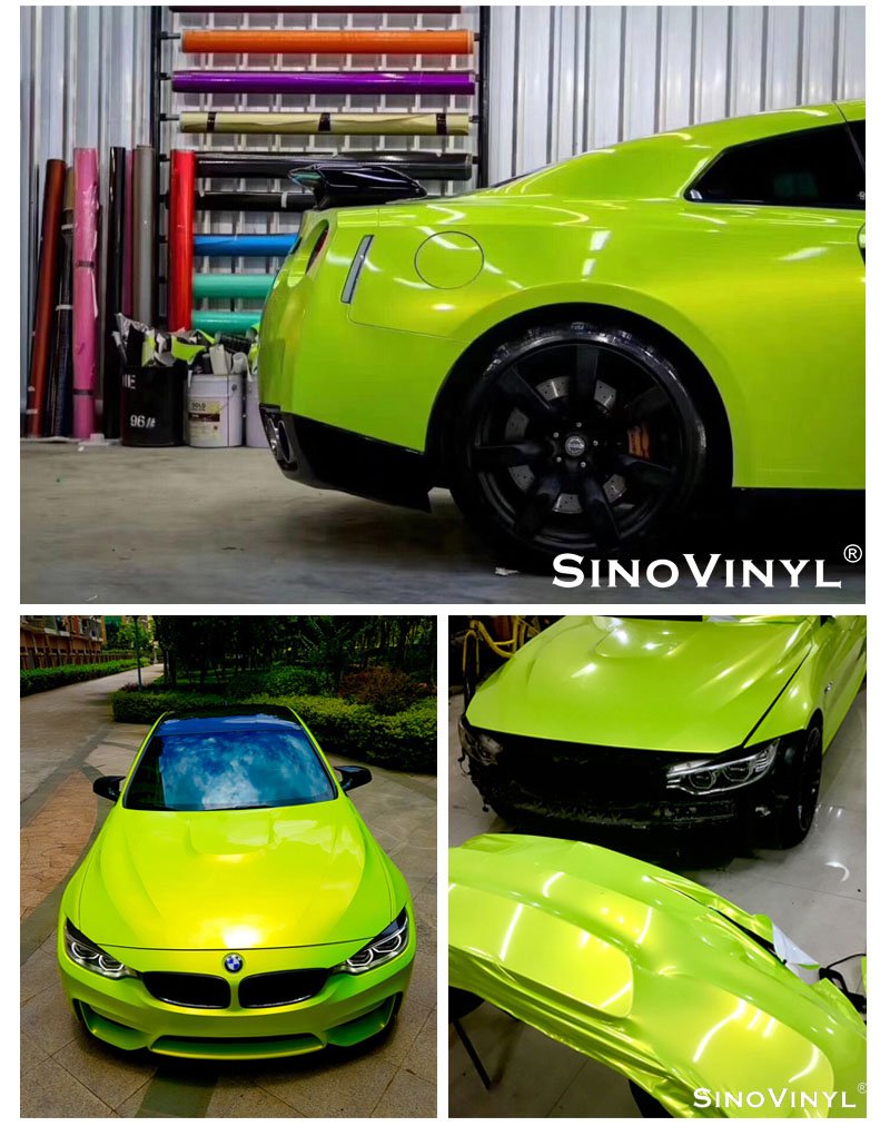 Car Wrap Vinyl Lemon Green High Gloss Vinyl Car Tint Film