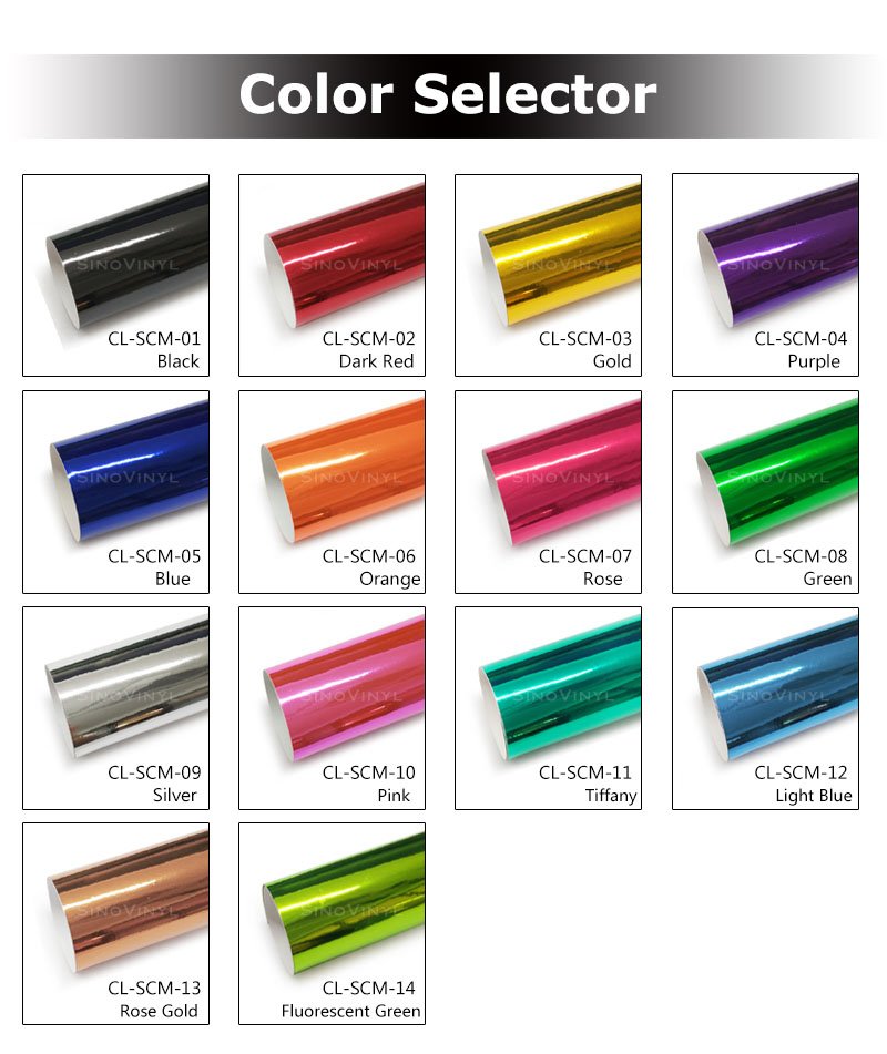 Super Glossy PVC Material High Stretchable Mirror Chrome Car Wrapping Vinyl Film For Car Renew