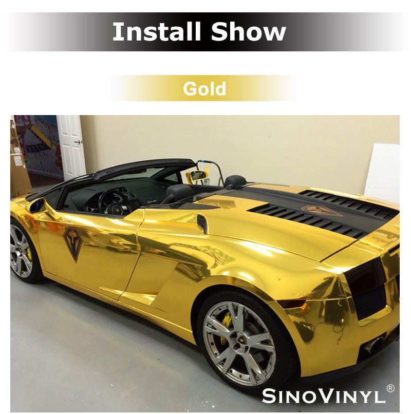 Fábrica Atacado Espelho de Embrulho de Veículos Decalque Dourado Cromado Vinil