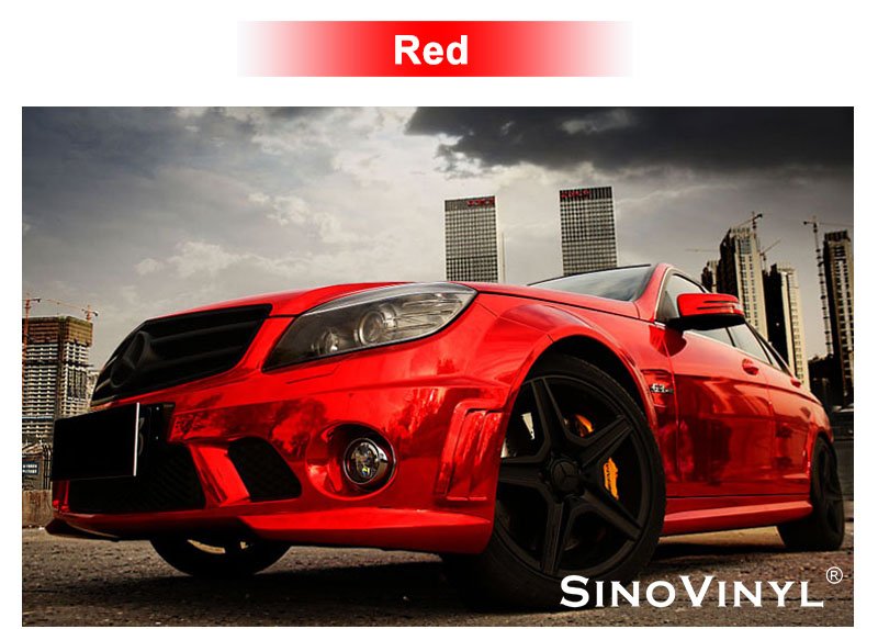 Envoltório de carro personalizado de fábrica à prova d'água espelho de vinil cromado filme vermelho adesivo embrulho de folha de papel de carro vinil