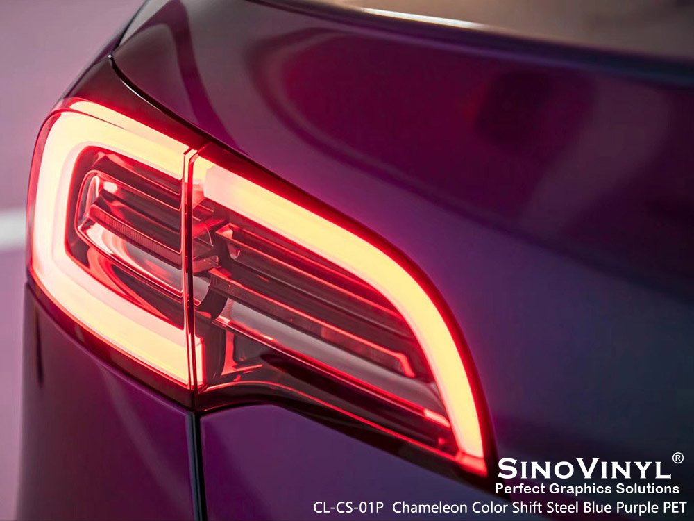 CL-CS-01P Chameleon Color Shift Steel Blue Purple PET Vinyl Wrap for TESLA
