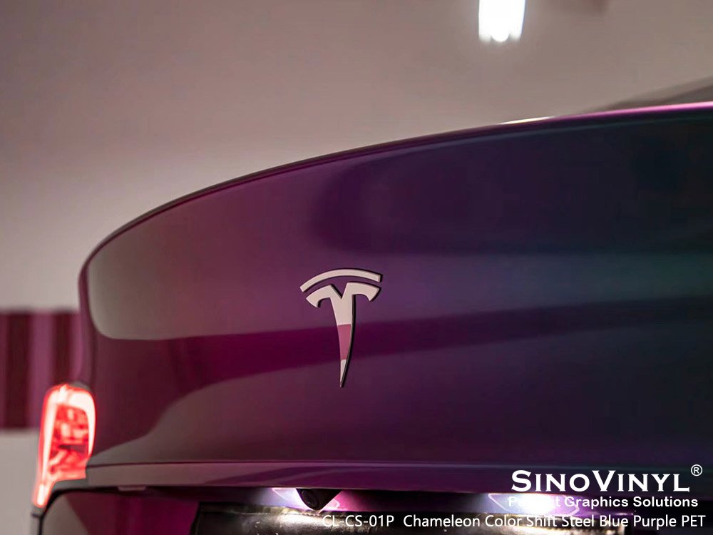 CL-CS-01P Chameleon Color Shift Steel Blue Purple PET Vinyl Wrap for TESLA