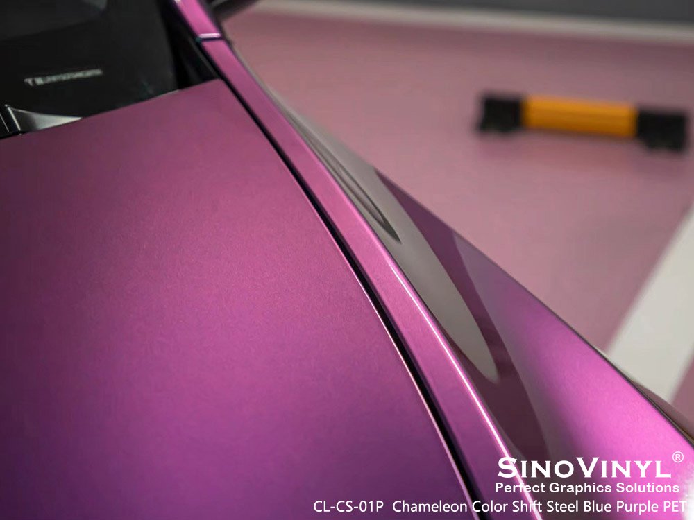 CL-CS-01P Chameleon Color Shift Steel Blue Purple PET Vinyl Wrap for TESLA