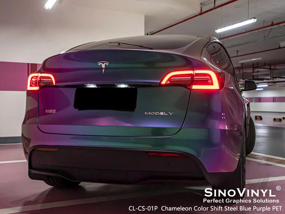 CL-CS-01P Chameleon Color Shift Steel Blue Purple PET Vinyl Wrap for TESLA