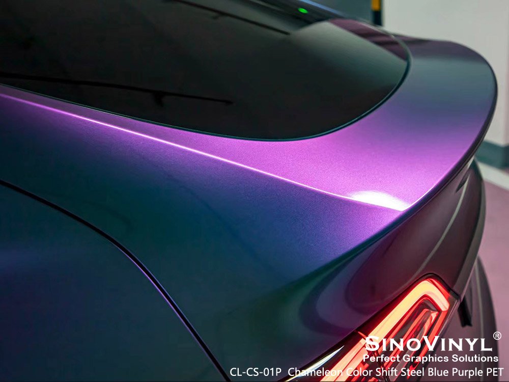 CL-CS-01P Chameleon Color Shift Steel Blue Purple PET Vinyl Wrap for TESLA