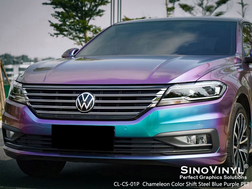 CL-CS-01P Chameleon Color Shift Steel Blue Purple PET Car Wrapping for VOLKSWAGEN