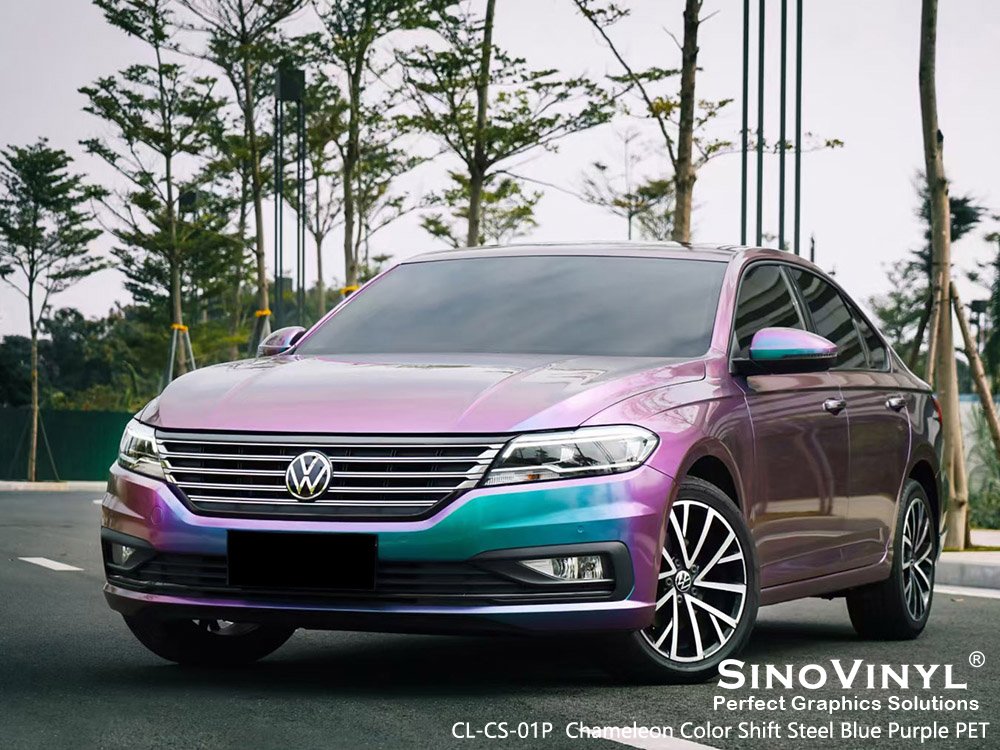 CL-CS-01P Chameleon Color Shift Steel Blue Purple PET Car Wrapping for VOLKSWAGEN