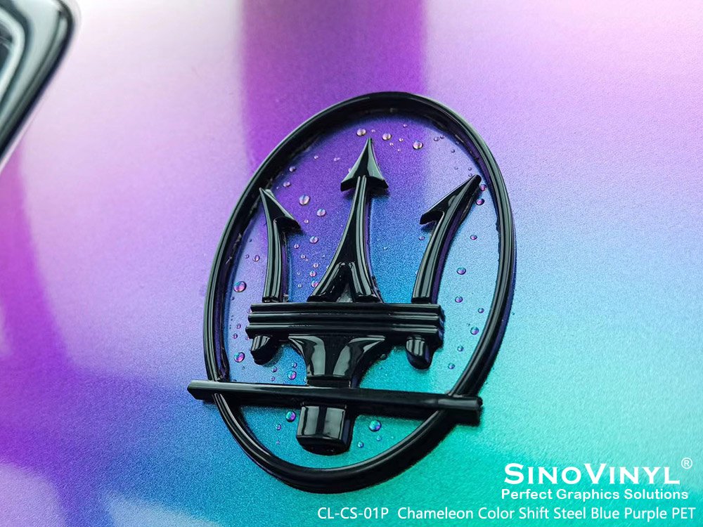 CL-CS-01P Chameleon Color Shift Steel Blue Purple PET Wrap Vinyl for MASERATI