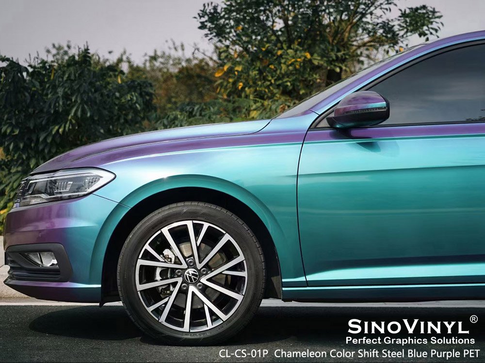 CL-CS-01P Chameleon Color Shift Steel Blue Purple PET Car Wrapping for VOLKSWAGEN