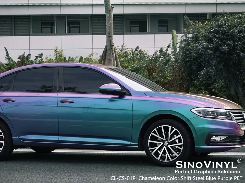 CL-CS-01P Chameleon Color Shift Steel Blue Purple PET Car Wrapping for VOLKSWAGEN