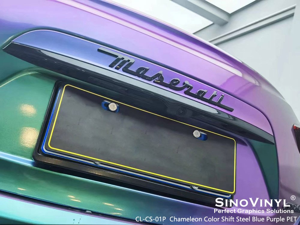 CL-CS-01P Chameleon Color Shift Steel Blue Purple PET Wrap Vinyl for MASERATI