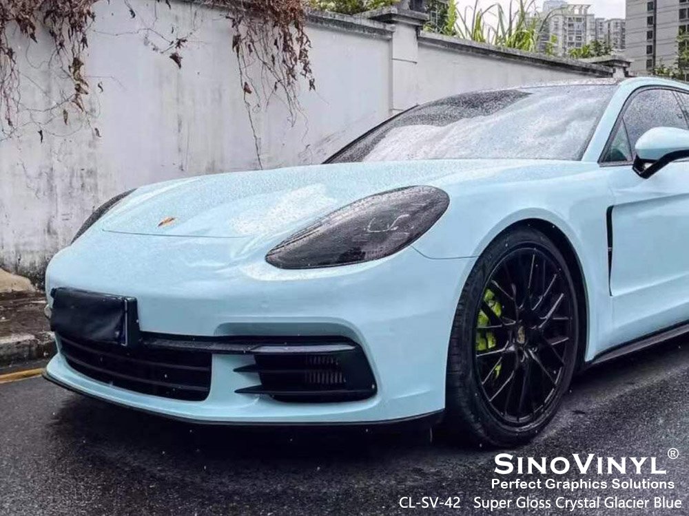 CL-SV-42 Super Gloss Crystal Glacier Blue Car Foil for PORSCHE