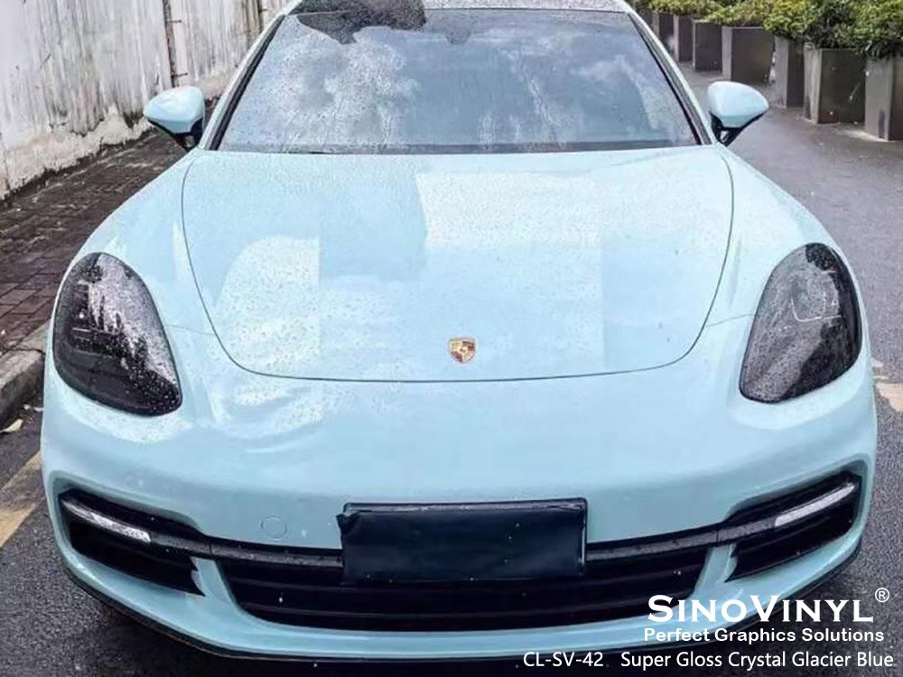 CL-SV-42 Super Gloss Crystal Glacier Blue Car Foil for PORSCHE
