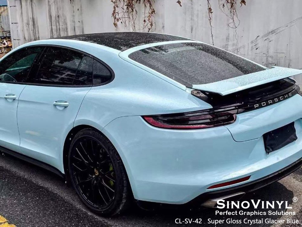 CL-SV-42 Super Gloss Crystal Glacier Blue Car Foil for PORSCHE