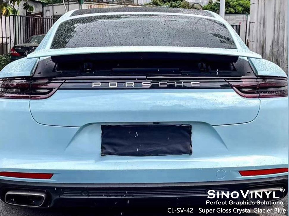 CL-SV-42 Super Gloss Crystal Glacier Blue Car Foil for PORSCHE