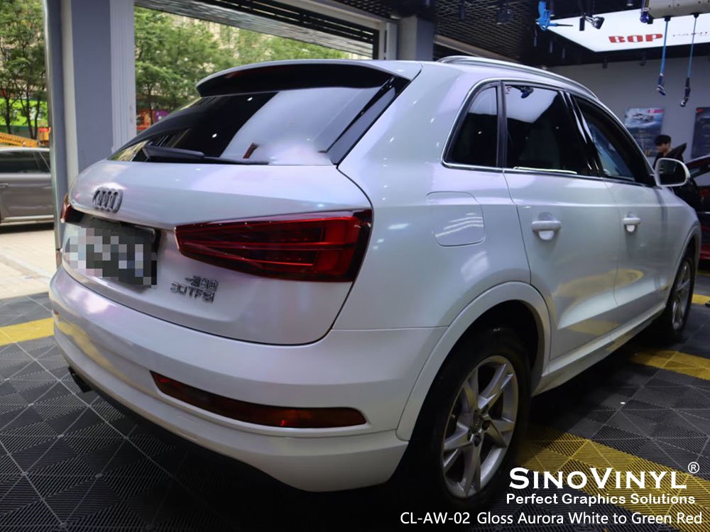 CL-AW-02 Gloss Aurora White Green Red Car Wrap Design for AUDI
