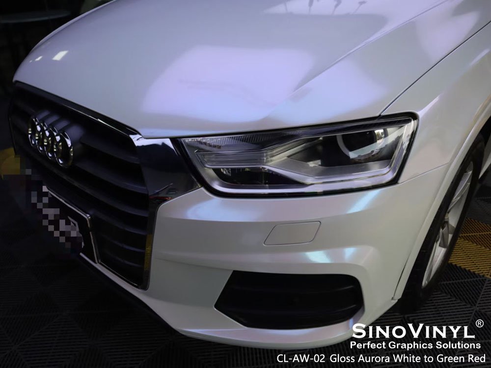 CL-AW-02 Gloss Aurora White Green Red Car Wrap Design for AUDI