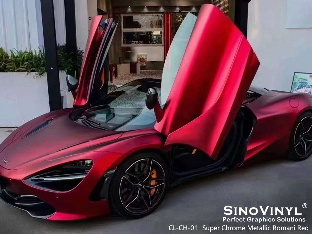 CL-CH-01 Super Chrome Metallic Romani Red Car Wrap Vinyl for MCLAREN