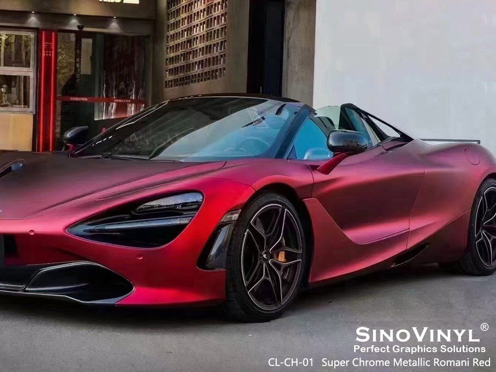 CL-CH-01 Super Chrome Metallic Romani Red Car Wrap Vinyl for MCLAREN