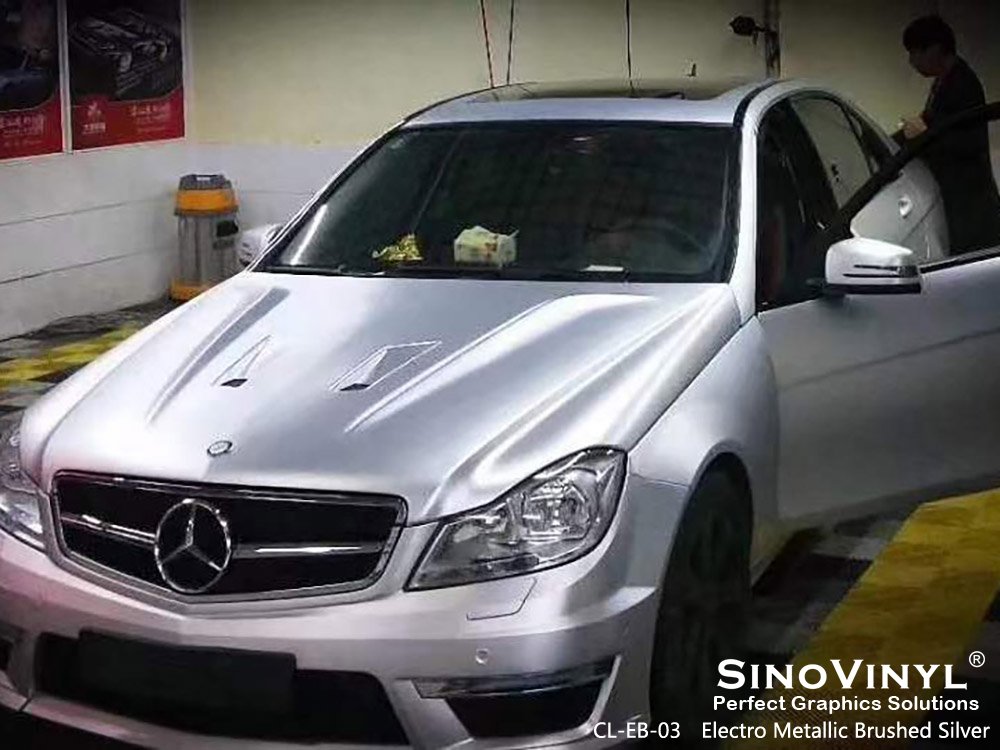 CL-EB-03 Electro Metallic Brushed Silver Car Vinyl Matte for MERCEDES-BENZ