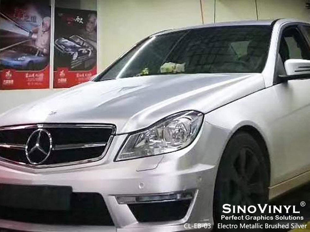 CL-EB-03 Electro Metallic Brushed Silver Car Vinyl Matte for MERCEDES-BENZ