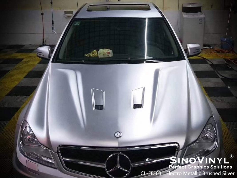 CL-EB-03 Electro Metallic Brushed Silver Car Vinyl Matte for MERCEDES-BENZ