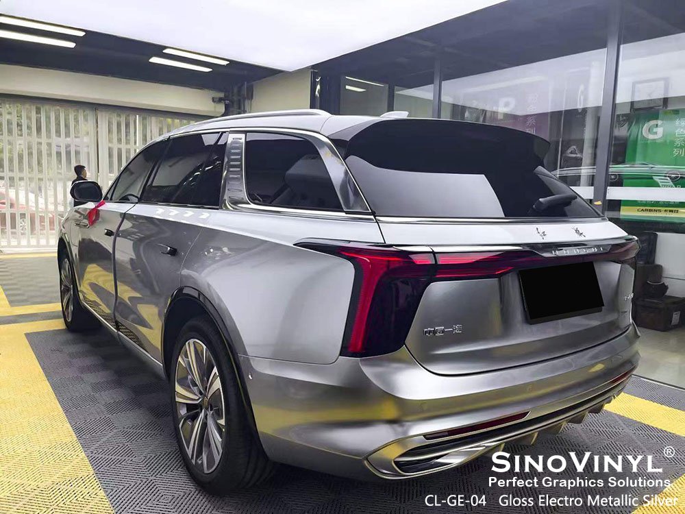 CL-GE-04 Gloss Electro Metallic Silver Wrapping Sticker Wholesale for HONGQI