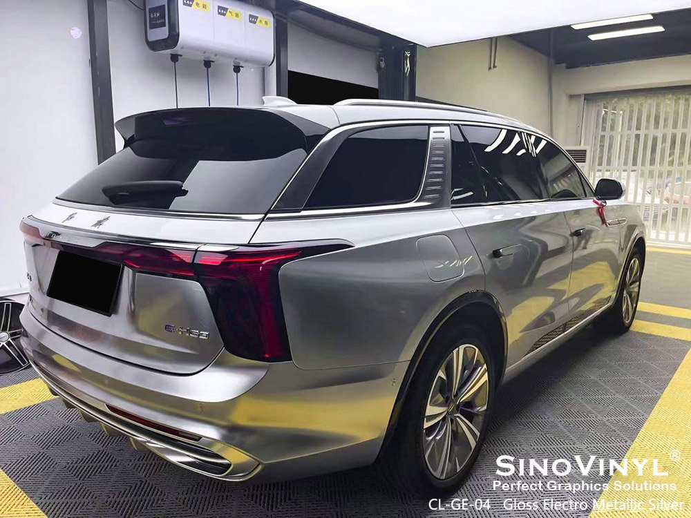 CL-GE-04 Gloss Electro Metallic Silver Wrapping Sticker Wholesale for HONGQI