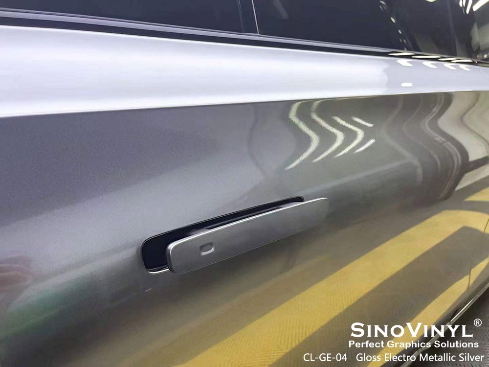 CL-GE-04 Gloss Electro Metallic Silver Wrapping Sticker Wholesale for HONGQI