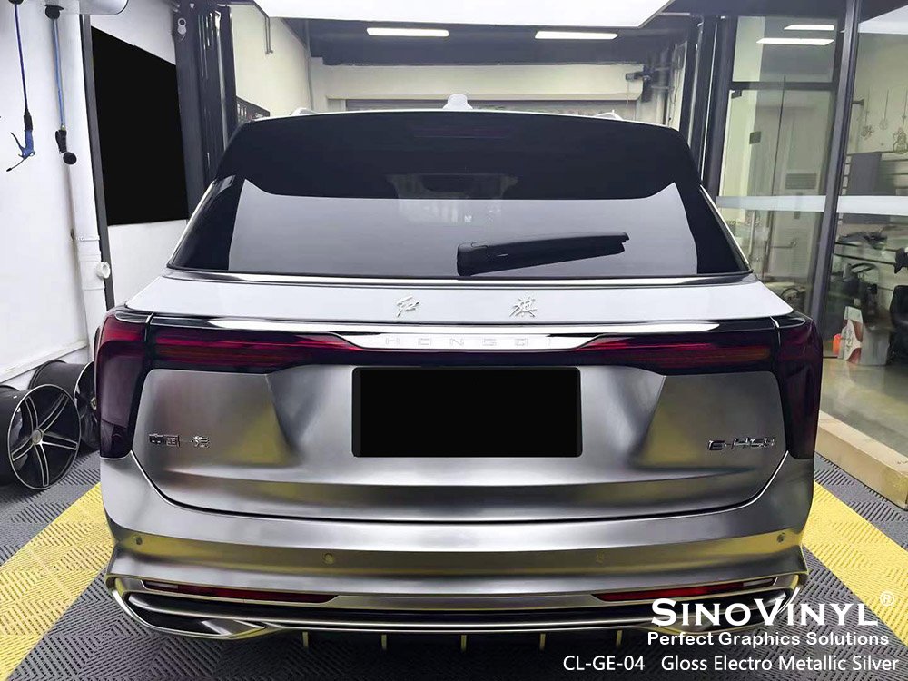 CL-GE-04 Gloss Electro Metallic Silver Wrapping Sticker Wholesale for HONGQI
