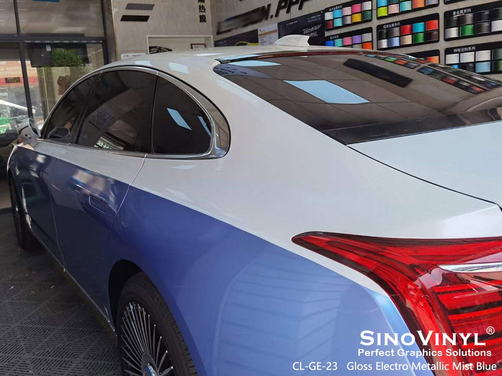 CL-GE-23 Gloss Electro Metallic Mist Blue Car Vinyl Sticker for HONGQI
