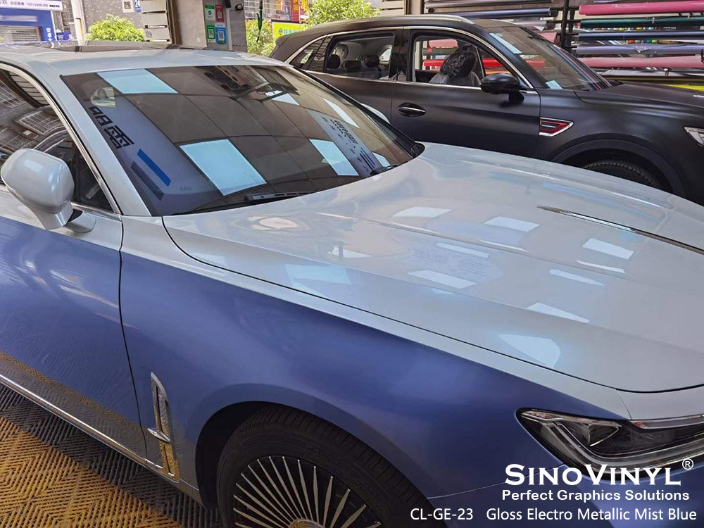 CL-GE-23 Gloss Electro Metallic Mist Blue Car Vinyl Sticker for HONGQI