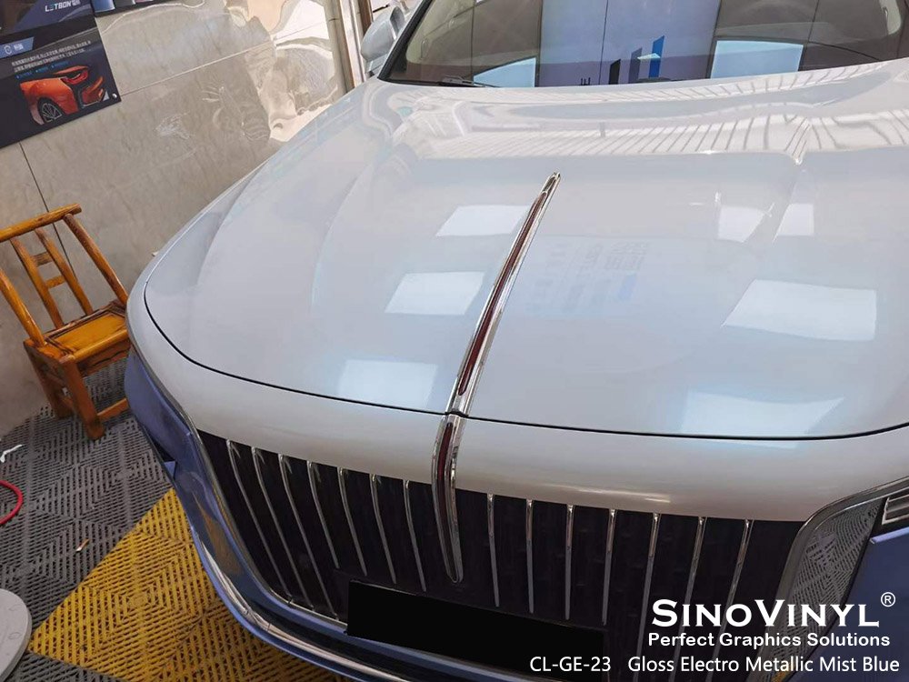CL-GE-23 Gloss Electro Metallic Mist Blue Car Vinyl Sticker for HONGQI