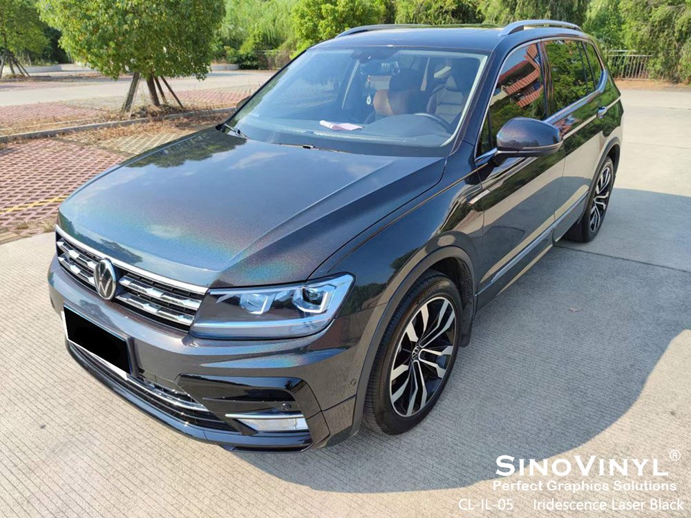 CL-IL-05 Iridescence Laser Black Car Vinyl Wrap for VOLKSWAGEN
