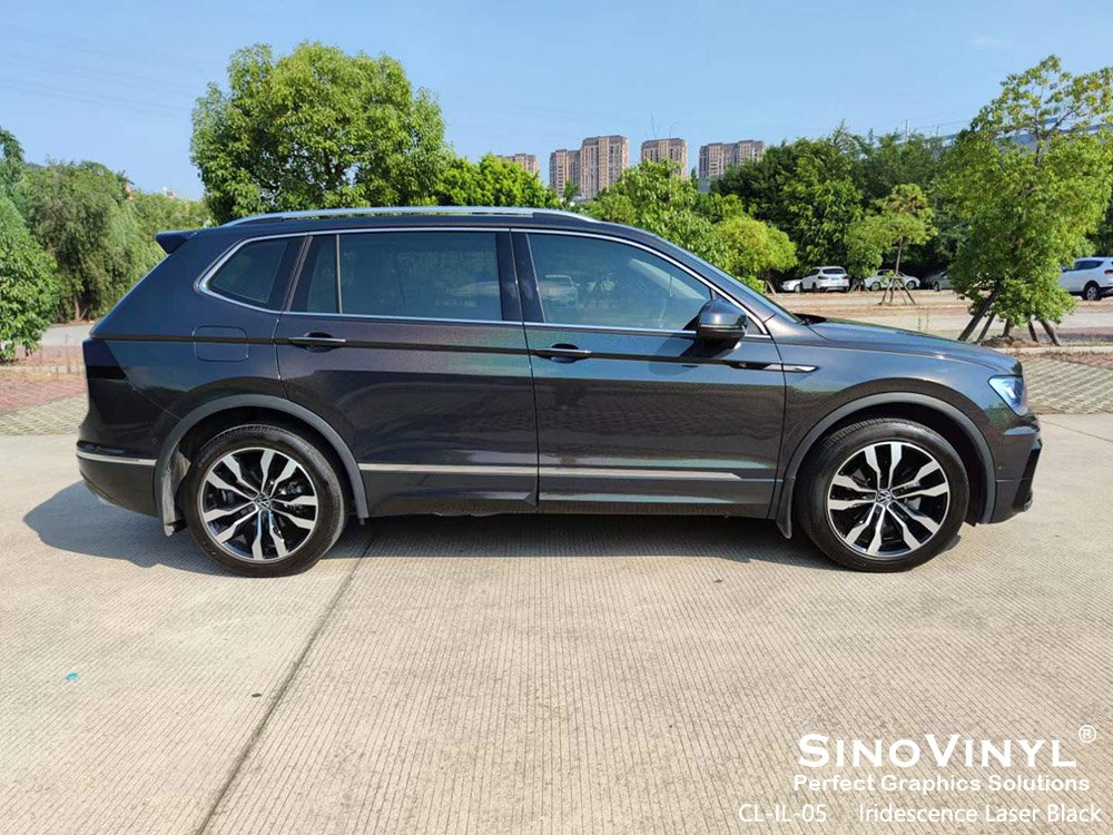 CL-IL-05 Iridescence Laser Black Car Vinyl Wrap for VOLKSWAGEN