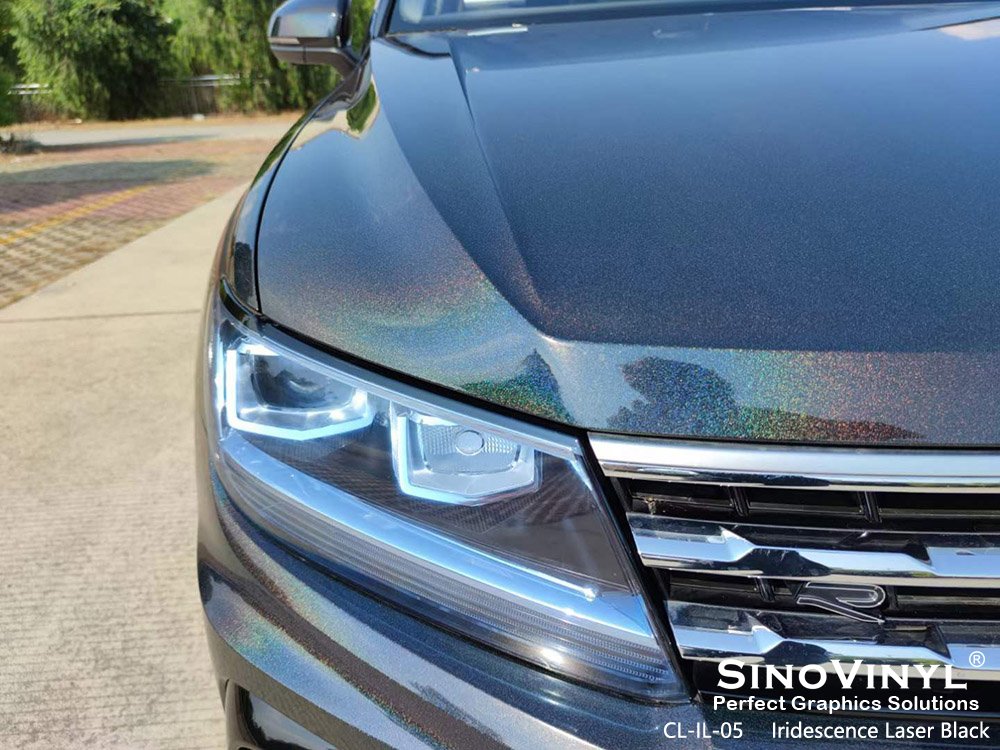CL-IL-05 Iridescence Laser Black Car Vinyl Wrap for VOLKSWAGEN