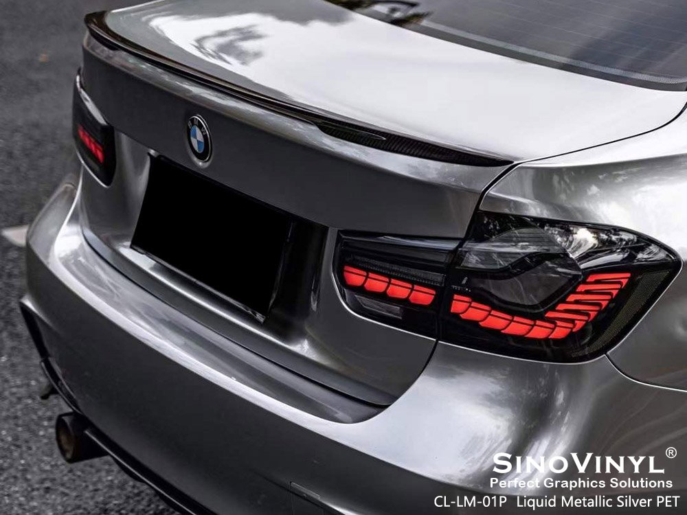 CL-LM-01P Liquid Metallic Silver PET High Gloss Vinyl Wrap for BMW