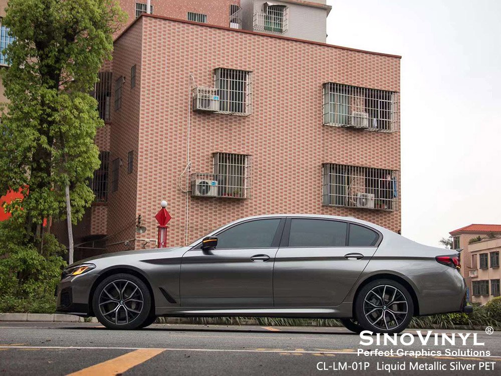 CL-LM-01P Liquid Metallic Silver PET Car Wrapping Foil for BMW