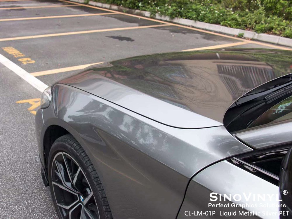 CL-LM-01P Liquid Metallic Silver PET Car Wrapping Foil for BMW