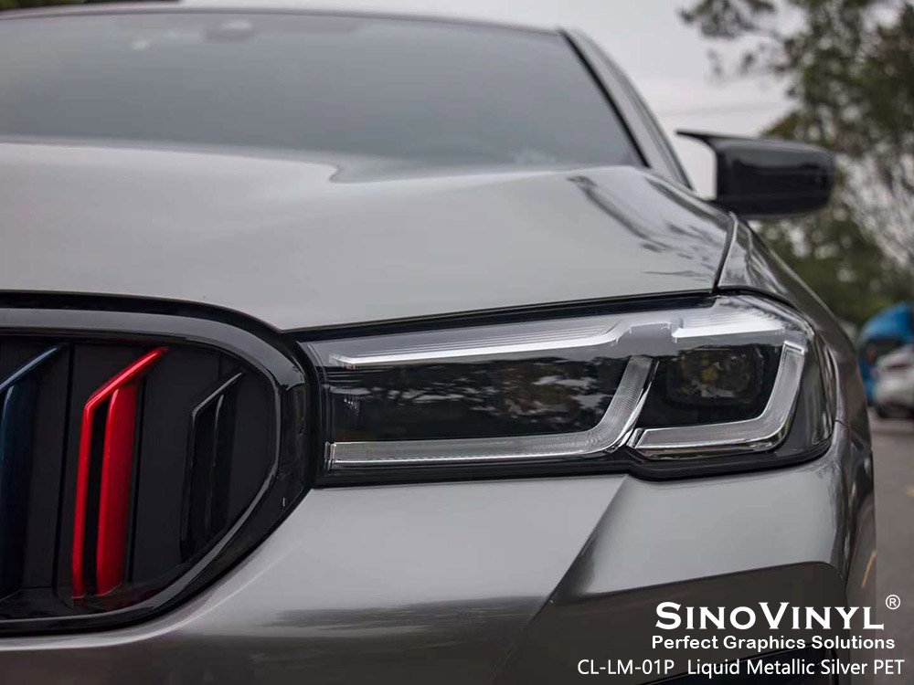 CL-LM-01P Liquid Metallic Silver PET Car Wrapping Foil for BMW