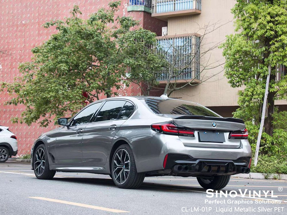 CL-LM-01P Liquid Metallic Silver PET Car Wrapping Foil for BMW