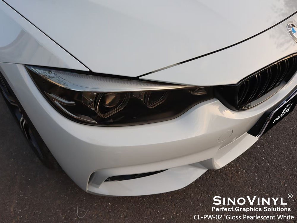 CL-PW-02 Gloss Pearlescent White Vinyl Wrap Roll for BMW